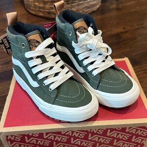 Vans Olive High-Top Sneakers with White Laces